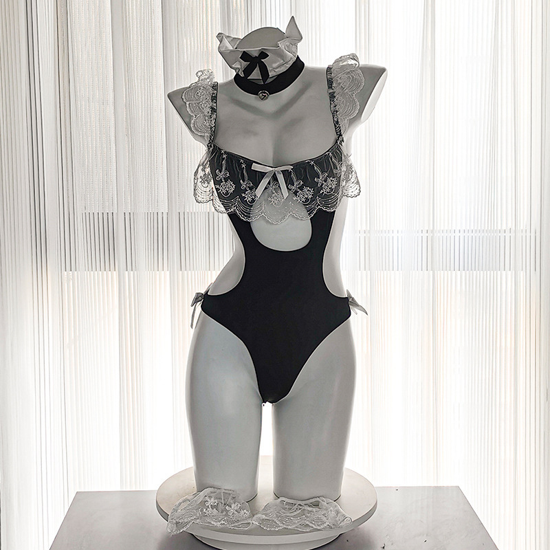 Comercio exterior lencería sexy mujer mono bikini sexy tres puntos hueco traje europeo y americano sin espalda encaje