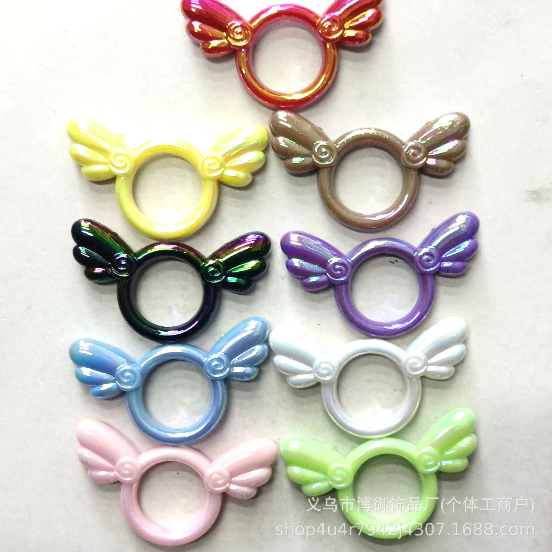 Solid Color Acrylic Uv Plated Versatile Little Angel Wings Beads Loose Beads Phone Chain Bag Chain Car Hanging Chain Jewelry Accessories