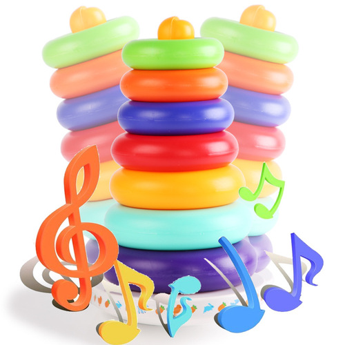 Children's ring toss stack stack rainbow tower music seesaw stack stack colorful stack ring toy wholesale stall