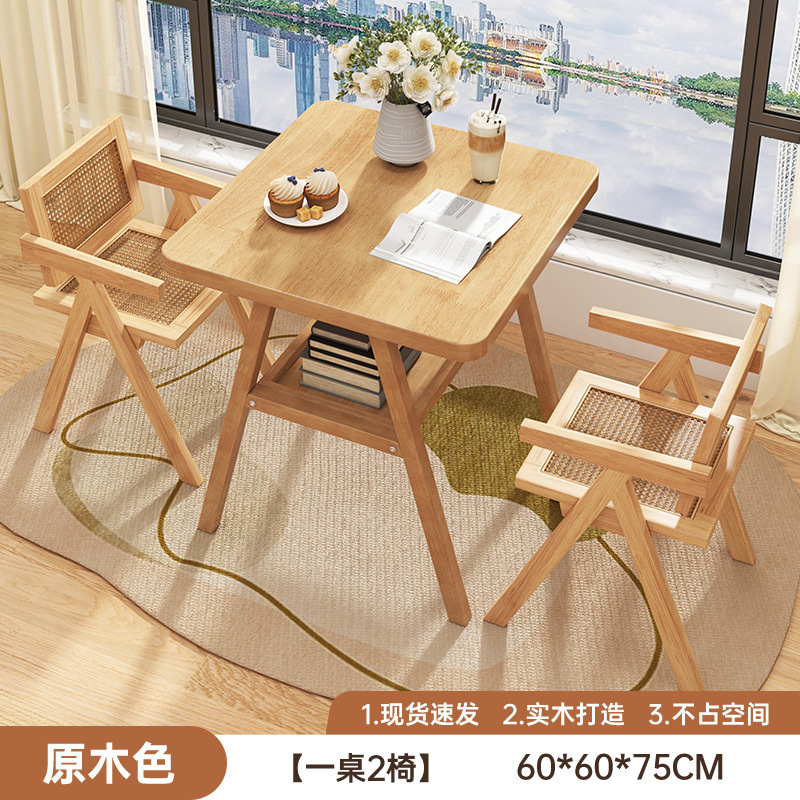 [앤티크 스타일 수납 테이블 및 의자 오리지널 우드 컬러 60cm ]