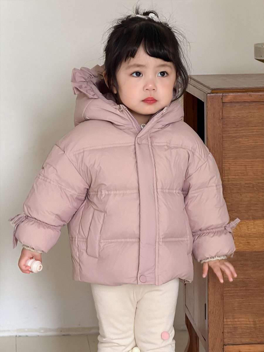Sugar Pear ropa para niños invierno bebé engrosado chaqueta con capuchón 2024 nueva ropa de invierno para niñas