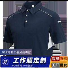 2025 夏薄型企業エンジニアリング高級作業服スタイル反射ストリップラペルポロシャツ半袖トップ 082