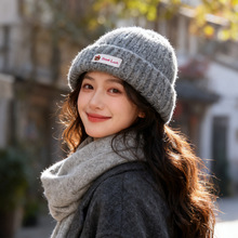 帽子日系百搭针织帽女冬季大头围百搭毛线帽子显脸小护耳包头帽男
