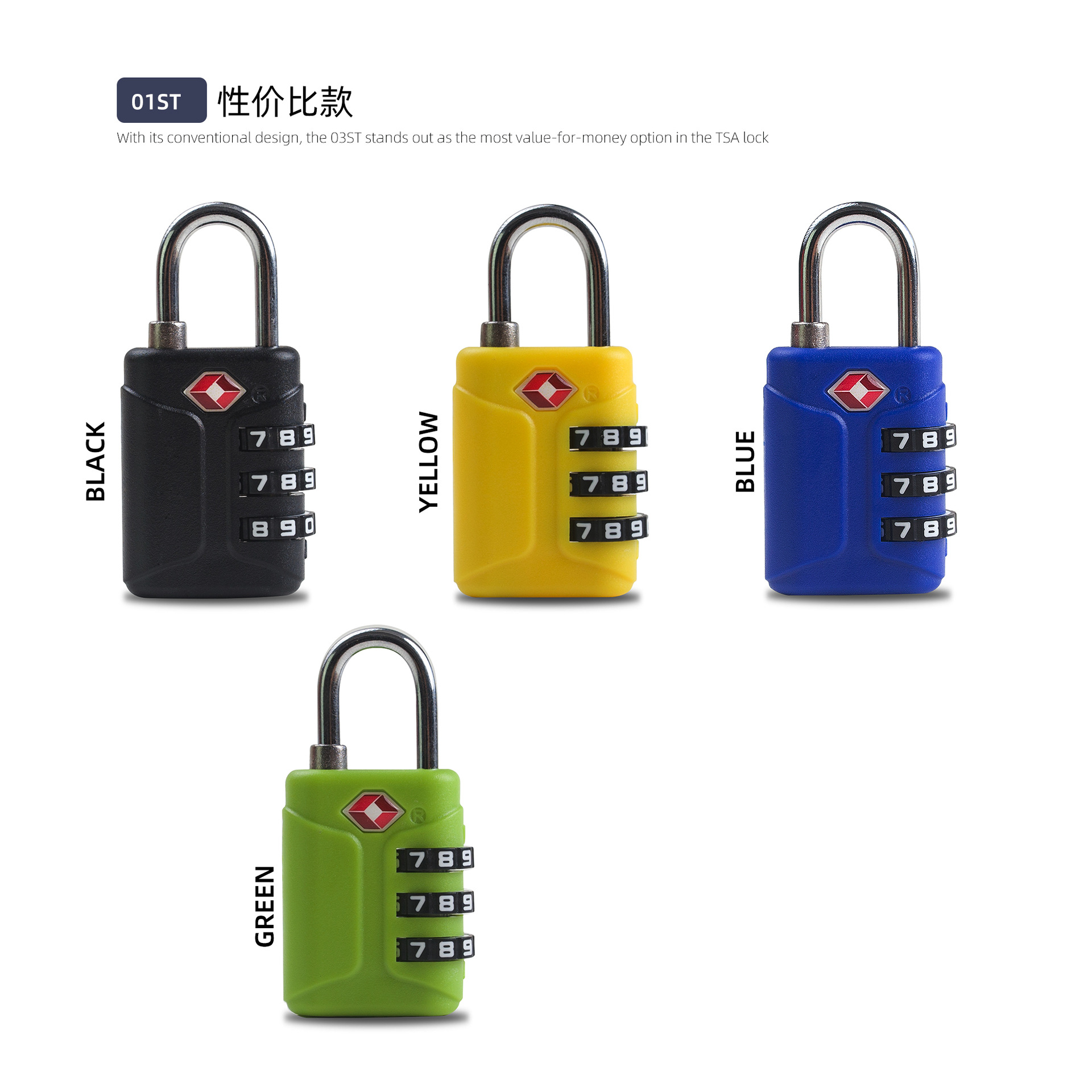 [Impuestos incluidos] Recordatorio de desbloqueo TSA Cerradura de aduana Cerradura ABS Equipaje Armario de gimnasio Candado de contraseña Cerradura de contraseña