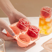 4 Holes 3D Rose Flower Ice Cube Maker Ice Mold Cake Mould跨