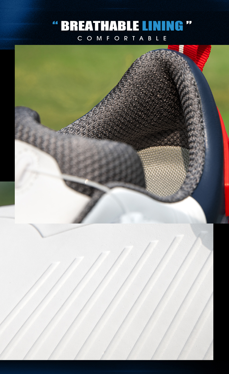 Giày golf nam đế TPU chống nước, đệm êm, xoay nút chỉnh — XZ452-Trắng Thiên Thần chi tiết 14