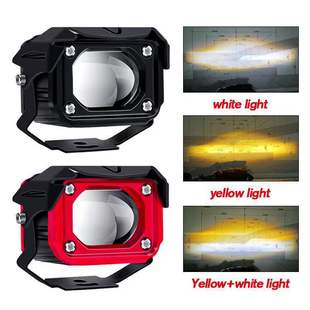 30W Yellow and White Light Led Car Spotlight 3-Inch 8D Two-Color Front Bumper Fog Light Truck Pickup Suv Modified Work Light
