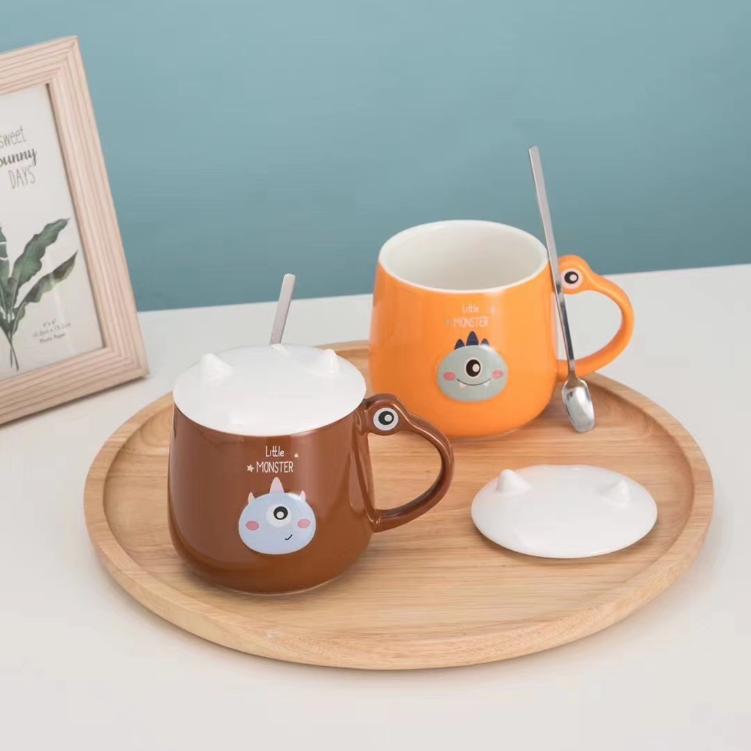 Creativo de dibujos animados monstruo lindo regalo de cerámica taza de café taza de consumición personalizada Oficina taza de color caramelo