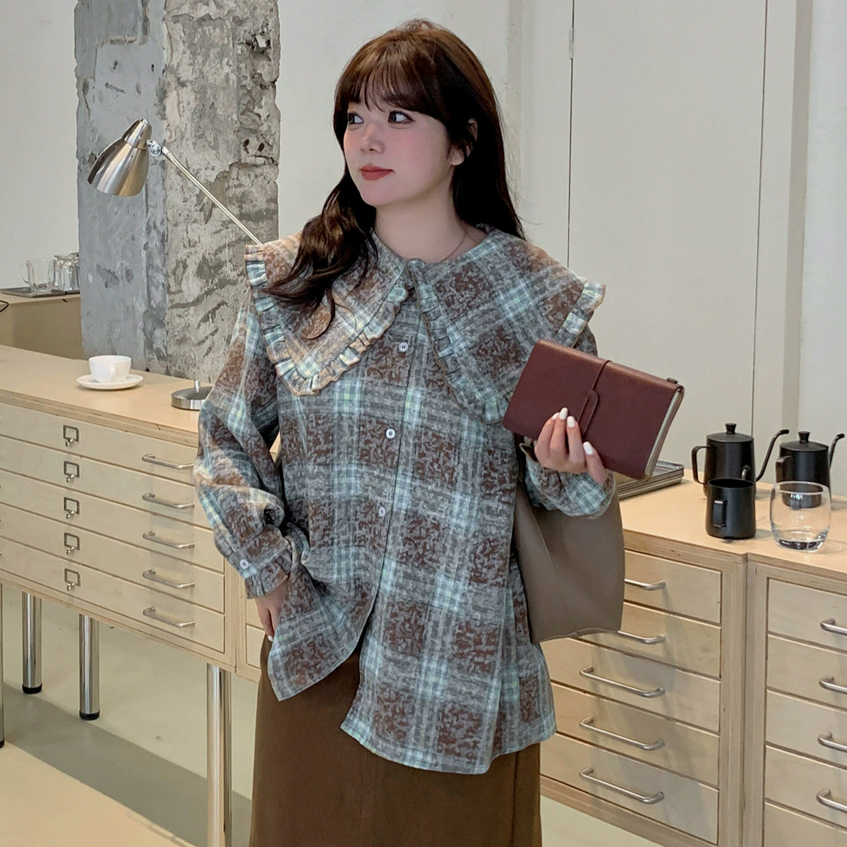 Shirt, Korean style, plus size