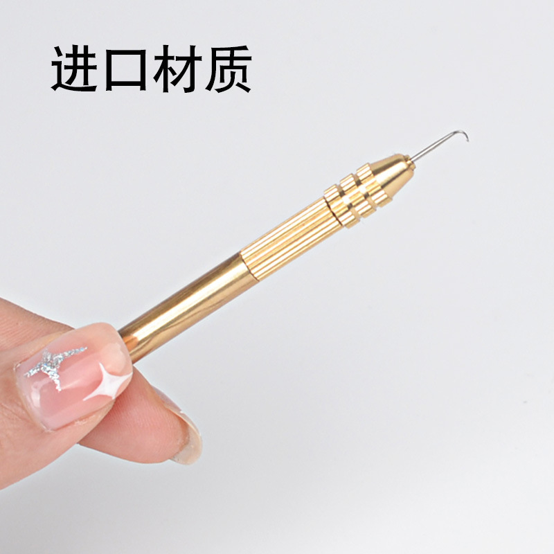 Wig Hand-Knitted Crochet Hook Hair Tool Material Copper Rod Wood Crochet Hook Head Making Repair Headgear Hair Block Crochet Hook