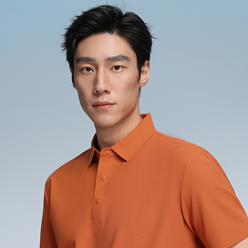 190g Waffle Weave Seamless Solid Color Adhesive Patch Collar Short-Sleeve Snap Button Polo Shirt Custom Workwear