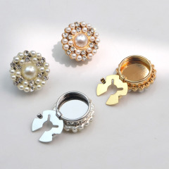 button cover 厂家跨境衬衣袖扣袖口珍珠圆形水钻饰品钻饰纽扣套
