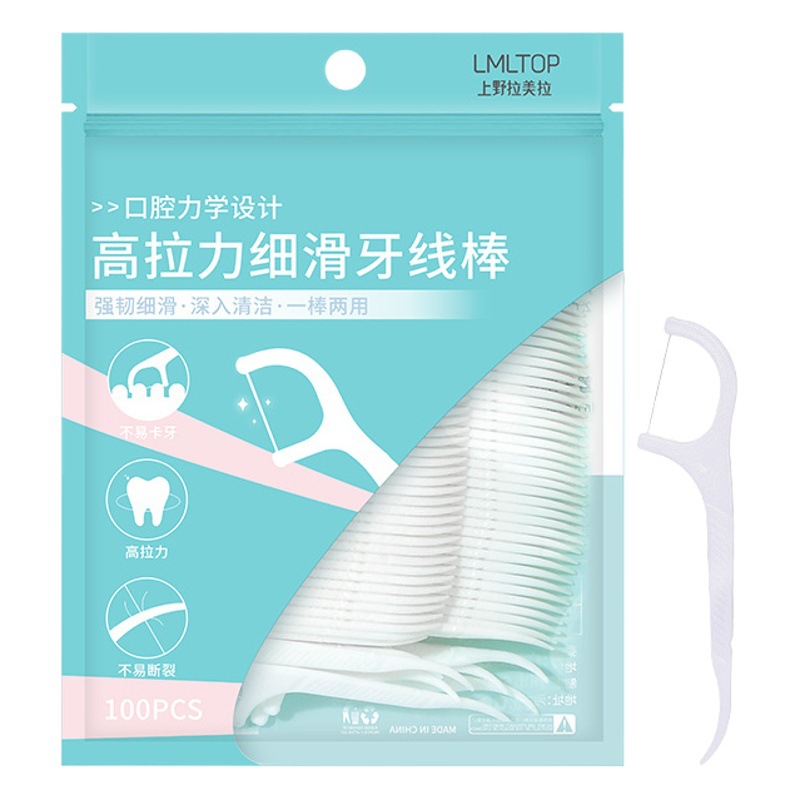 Lmltop 100 unids dental Floss stick polímero suave dental Floss stick desechable palillo de dientes fino hilo dental al por mayor sy001