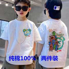 童装男童T恤荃棉夏季新款儿童半袖卡通上衣宽松中大童短袖T恤