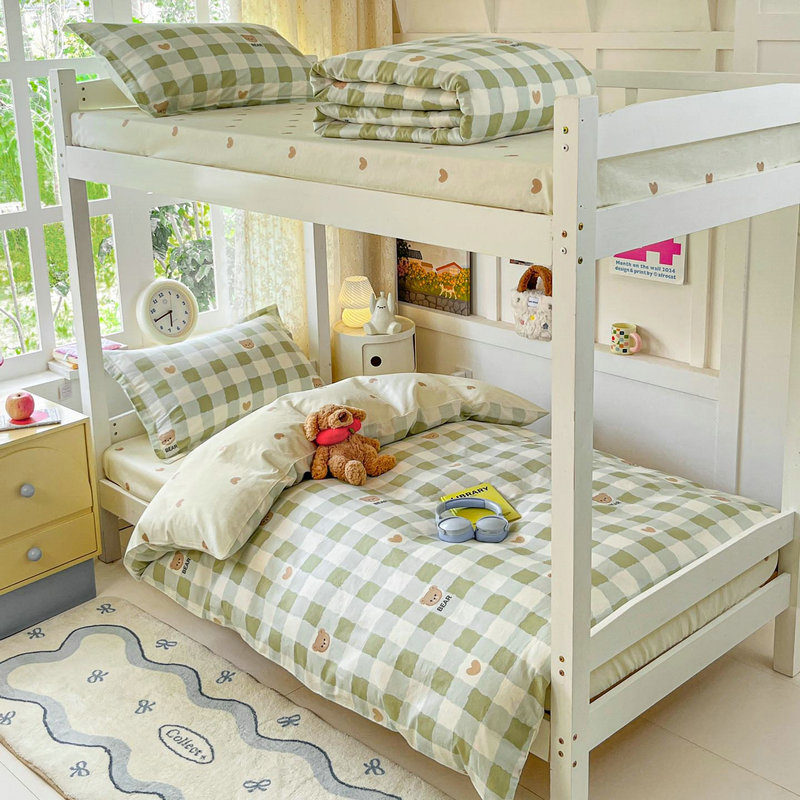 2026 New Model All-Cotton Printed Three-Piece Set for Student Dormitory, Pure Cotton Twill Duvet Cover, Bed Sheet, and Bedding for Bunk Beds