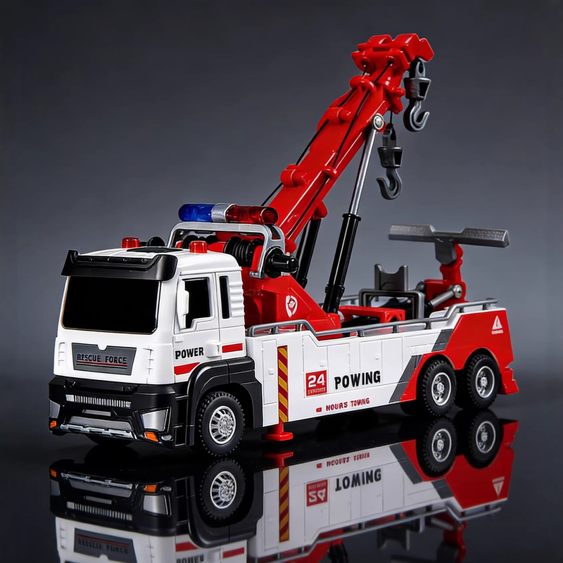 Children's Oversized Crane Engineering Toy Car, Realistic Pull-Back Vehicle for Boys Aged 3 to 6, Tow Truck, Rescue Vehicle, Transport Vehicle