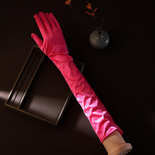 Wedding gloves bridal rose red long elegant fashion retro princess wedding dress with arm-covering oversleeves