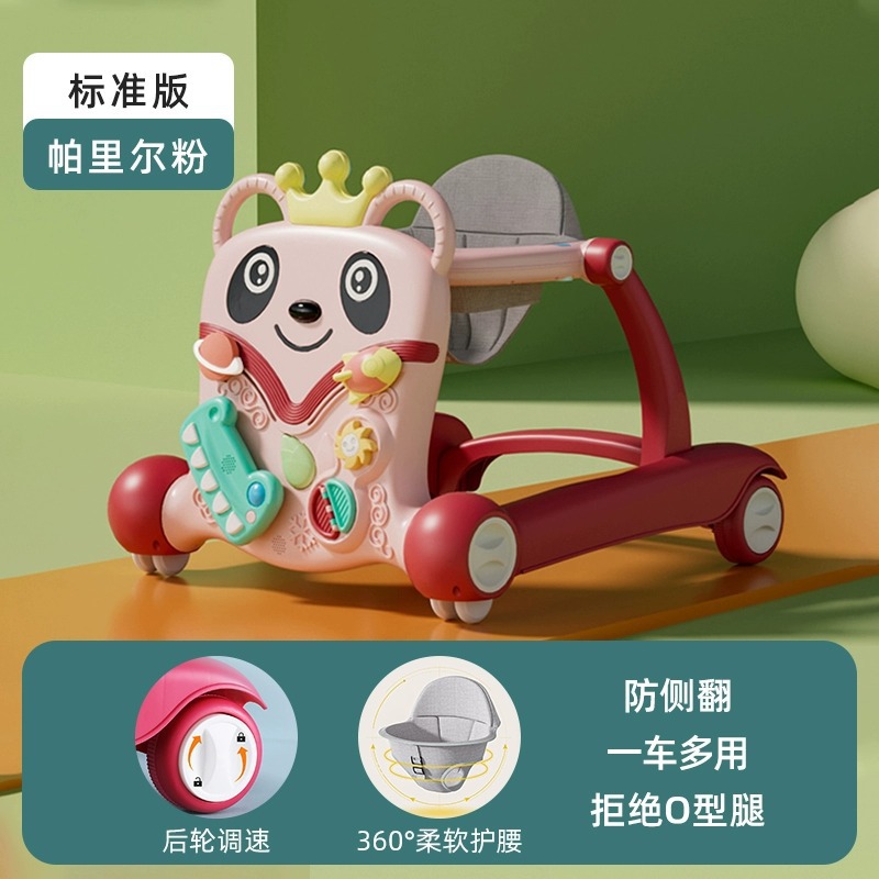 Walker todo en uno plegable empuje manual andador multifuncional para bebés anticaída