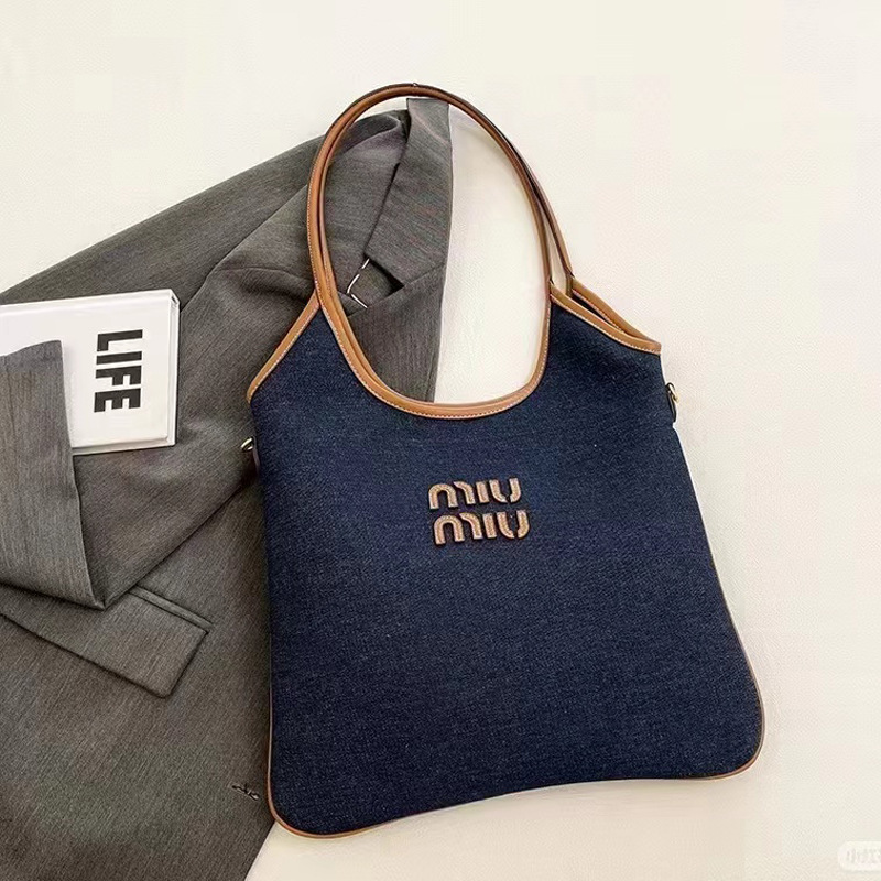 Miu Miao nuevo bolso Tote bolso de compras de gran capacidad Bolso femenino de un solo hombro de lona de moda retro