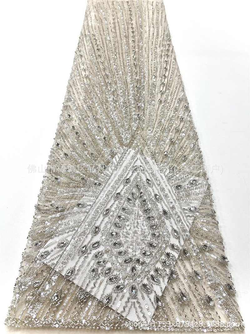Vertical V radiante tubo de diamante de plata tela de malla de tela de vestido delgada larga cortar al por mayor