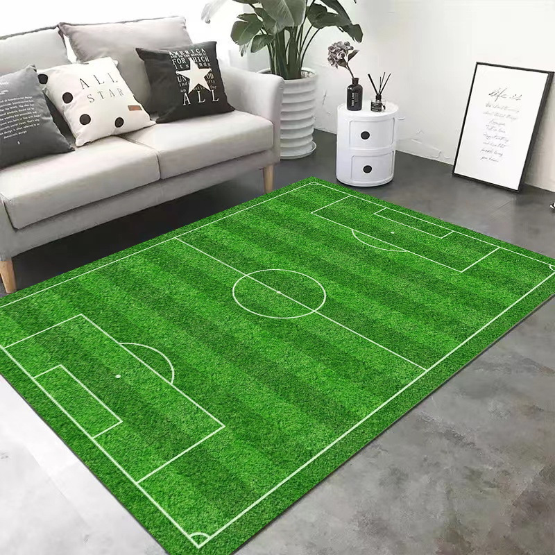 Exportación transfronteriza alfombra de sala de estar gran tamaño alfombra de lana de cristal alfombra de fútbol infantil alfombra de decoración americana resistente a la suciedad