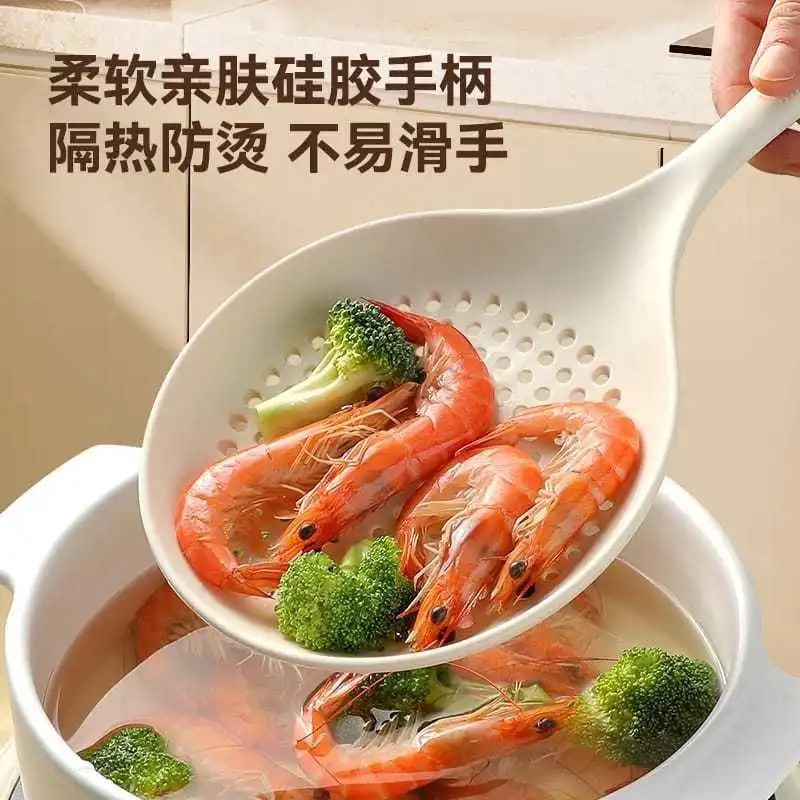 Cuchara de silicona de grado alimenticio resistente a altas temperaturas cuchara de pesca de fideos de cocina casera sopa de polvo de drenaje de agua gran sopa de fideos de pesca