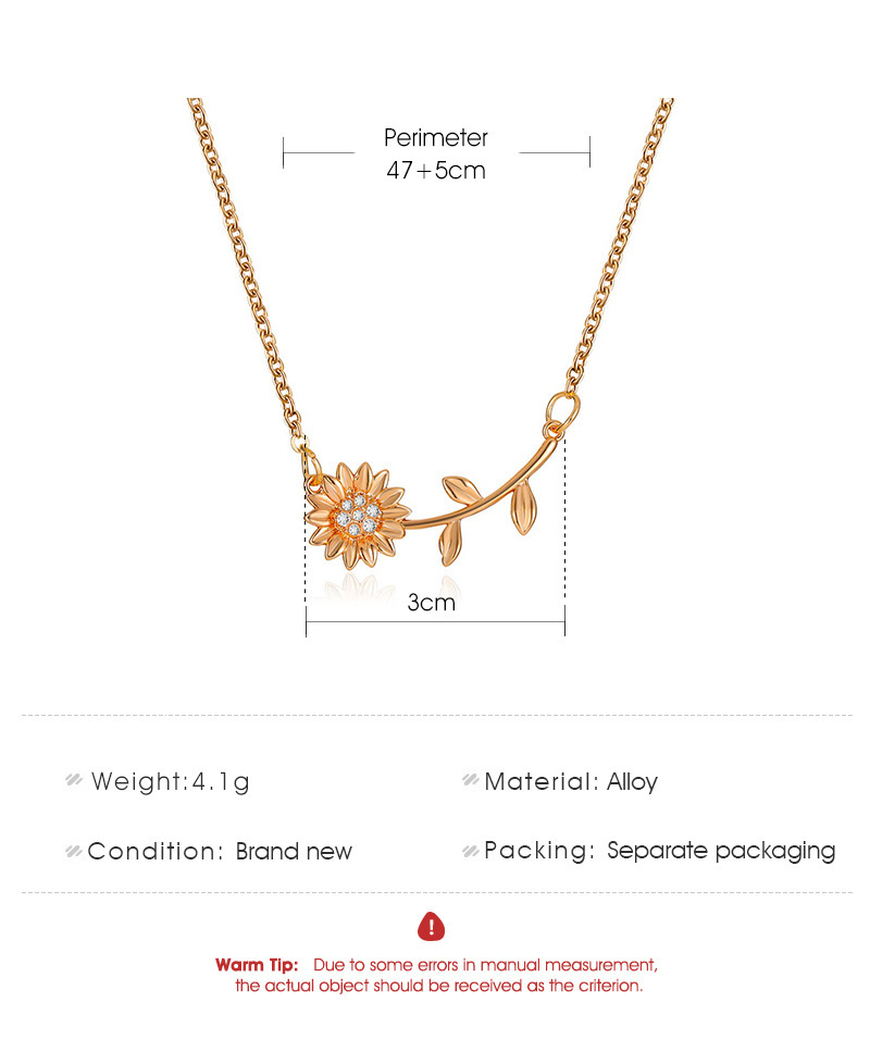Hot sellg sunflower necklace, female personality, temperament alloy, maple leaf cactus collarbone cha, wd neck_voghion.com