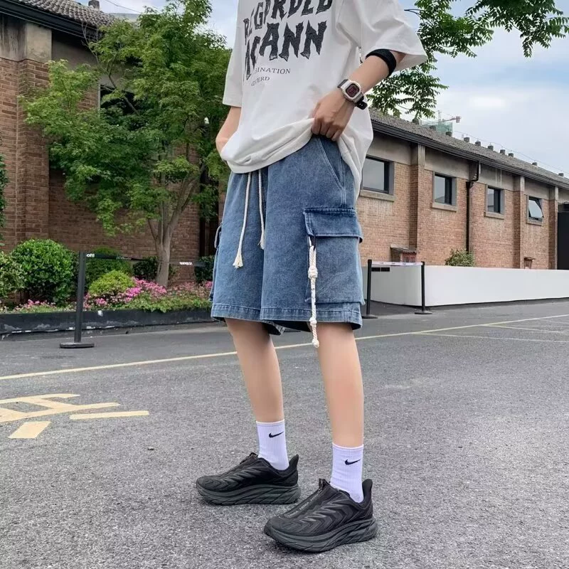 Джинсовые шорты мужской 2024 летний тонкий прилив марки повседневные китайские брюки мальчики американские укороченные брюки мужские