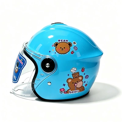 electric bikes, autumn and winter | Motosiklet kaskı (dəbilqə) - 803-blue-little-bear