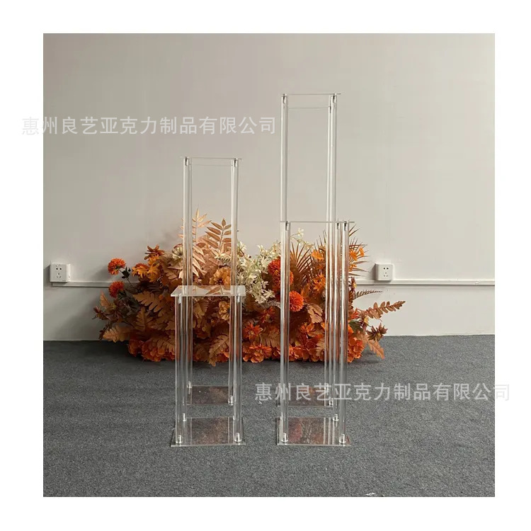 跨境爆款水晶透明亚克力柱底座展示架婚礼家居花架创意摆件