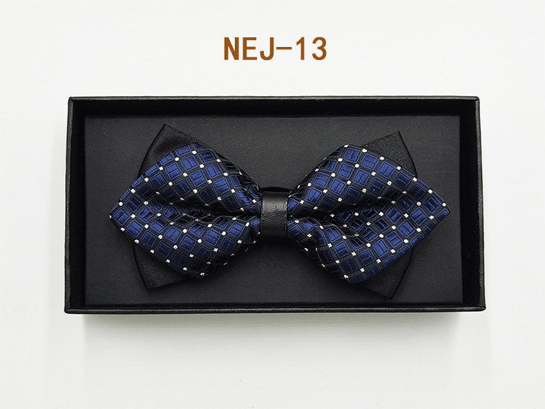 Pajarita negra de color sólido para hombre Boda británica Boda novio padrino traje camisa arco caja de regalo embalaje