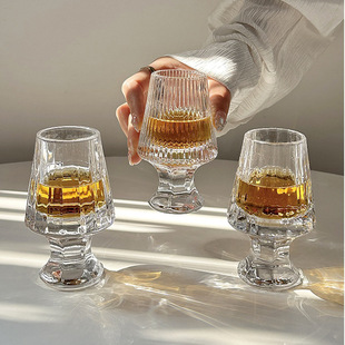 Ins Style Whisky Fragrant Cup Striped Crystal Glass Glass Professional Pure Drink Cup Foreign Wine Tasting Cup Wholesale