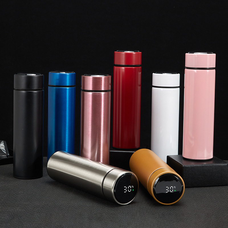 Medición de temperatura inteligente 304 taza de agua aislada de acero inoxidable Oficina negocio té separación taza de agua regalo logotipo impreso