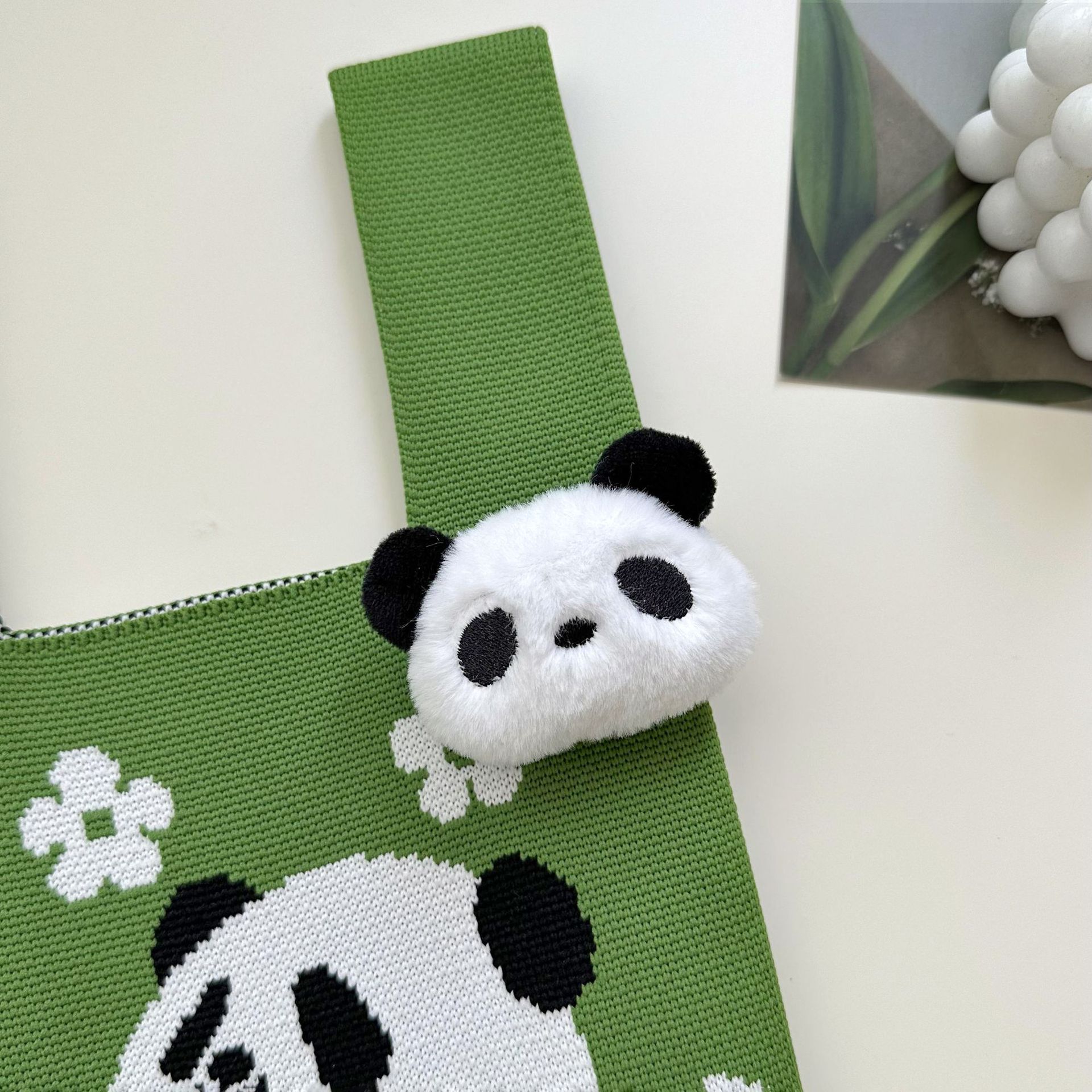 Muñeca de peluche creativa de dibujos animados colgante de panda gran panda blanco bolso lindo accesorios de niña horquilla accesorios para el cabello muñeca