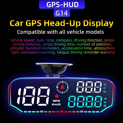 Car HUD Head-Up Display, Car-Specific GPS Tester, Multi-Function Display, Intelligent Dashboard, High-Definition (Vehicle HUD) - g14-multifunctional-gps-head-up-display-compatible-with-all-car-models