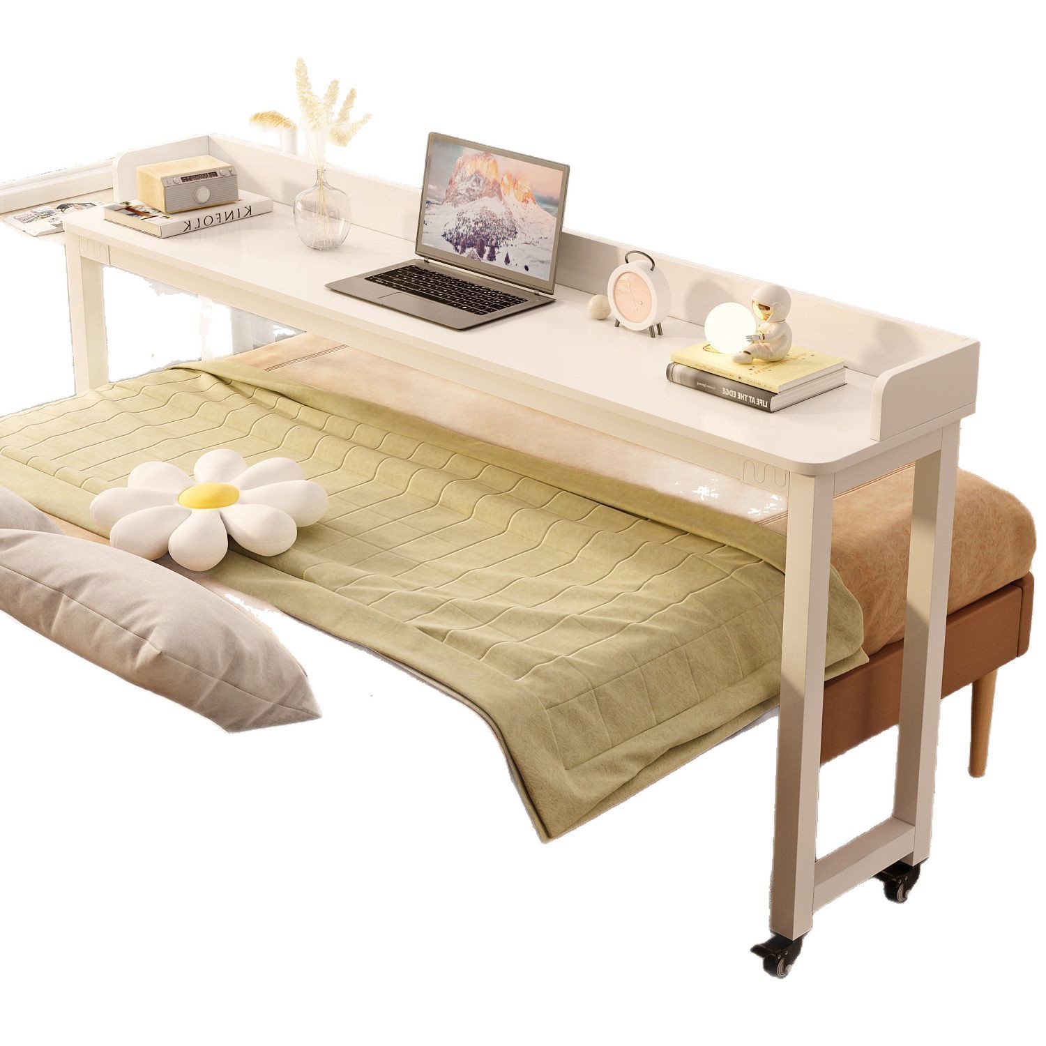 Mesa de cama transversal, escritorio móvil, escritorio de computadora, escritorio de escritorio en la cama del dormitorio, escritorio de escrit