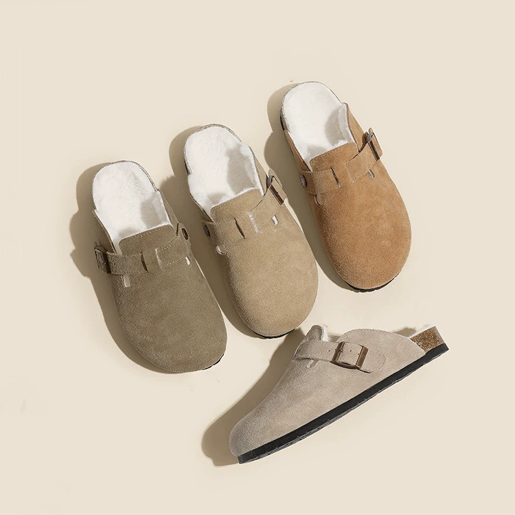 Коровья кожа ~ Плюшевая обувь Buckenn Женская толстая подошва пробка осенний и зимний досуг