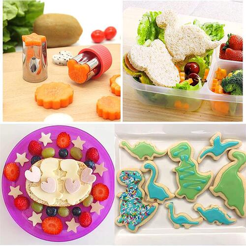 34-piece set of sandwich molds, cookie molds, dinosaur bread toast printing molds, cute fruit flower cutters