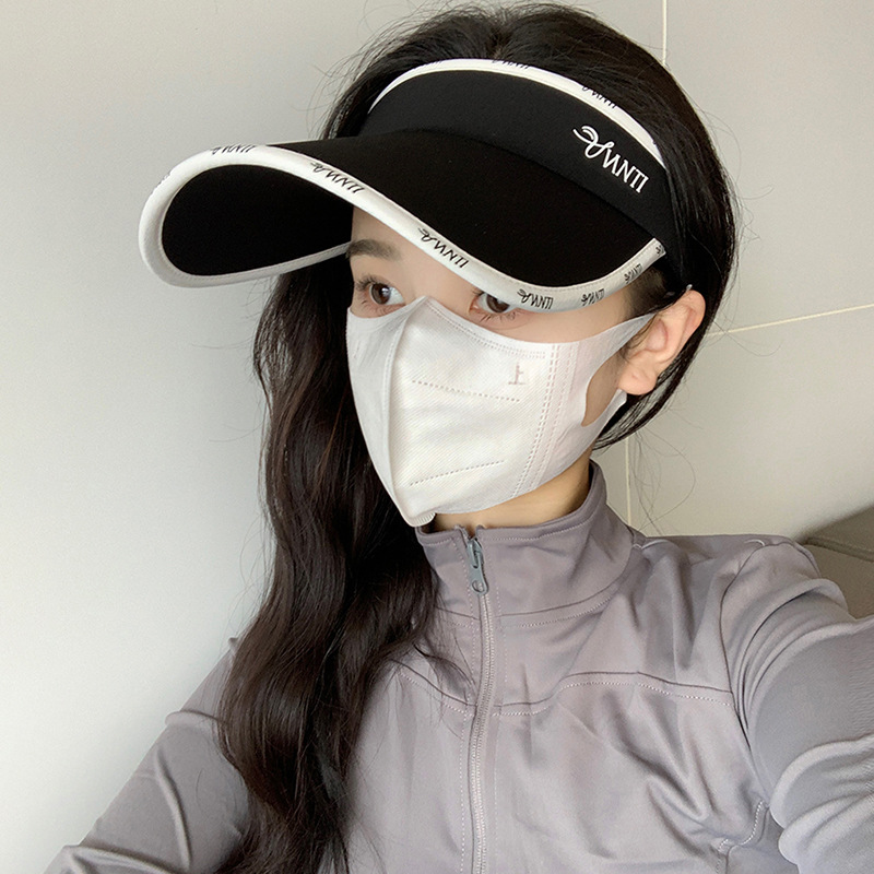 (2개) 한국 아이스 실크 통기성 선 스크린 모자 여성의 여름 자외선 방지 공기 탑 모자 여성 야외 스포츠 햇살