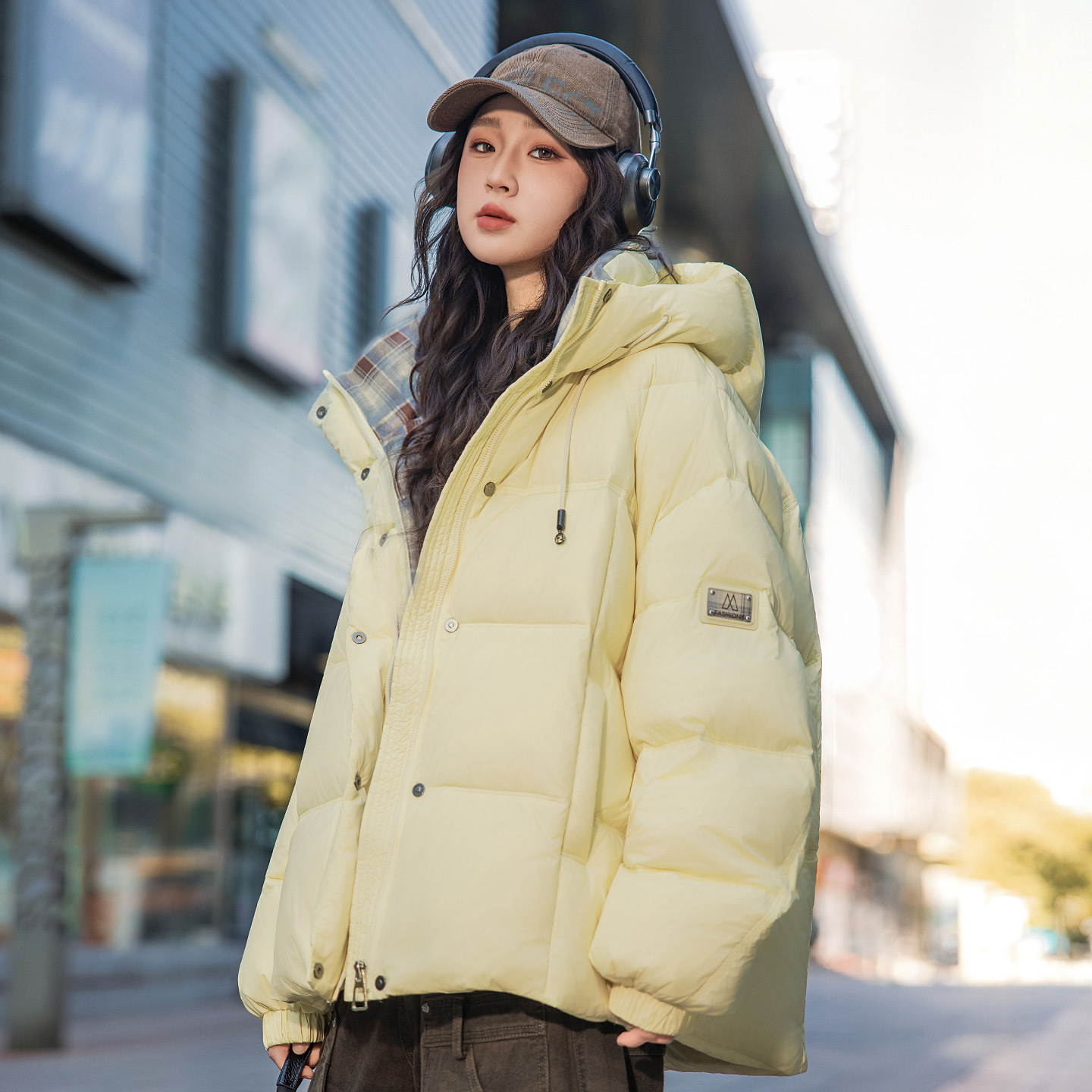 2323少女冬季加厚保暖羽绒服新款初中学生宽松休闲连帽面包服外套