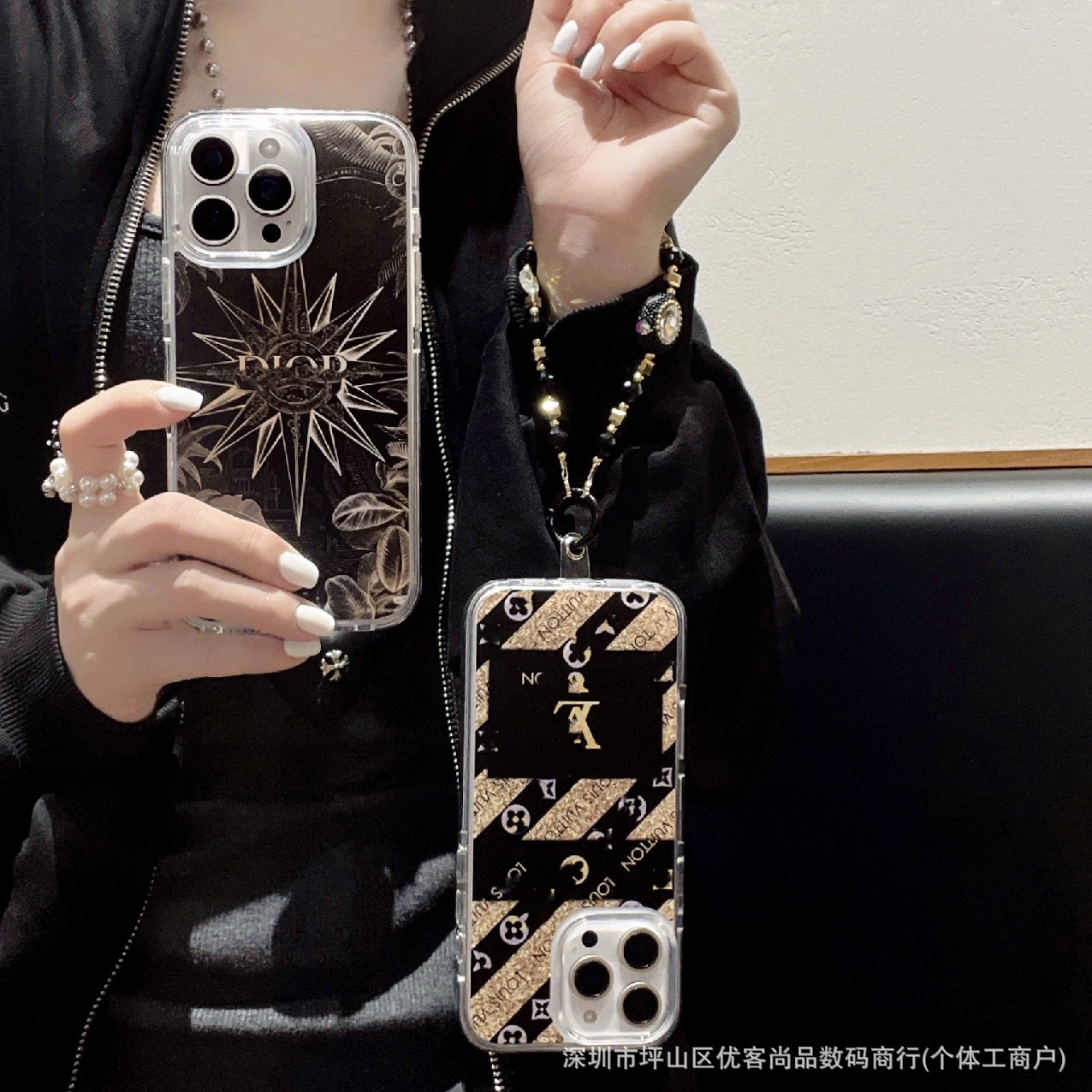 高级潮牌字母适用苹果16promax手机壳15pro磨砂大孔14/13防摔12女