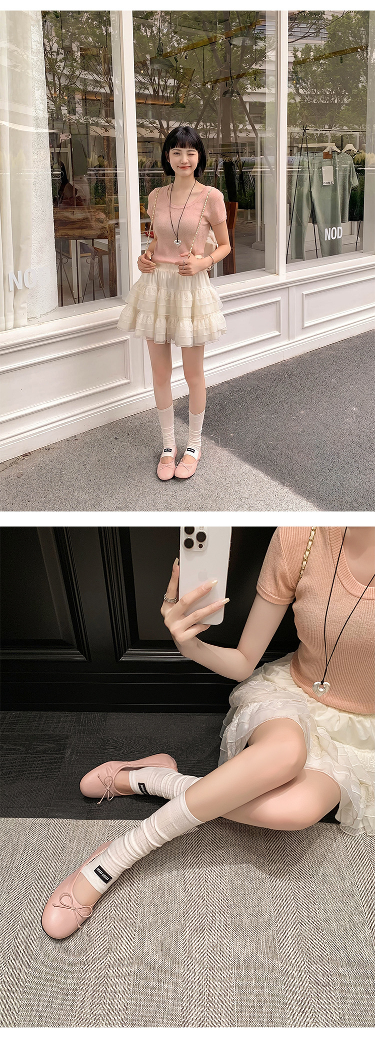 Giày ballet nữ da cừu mũi tròn nơ bướm đế bệt mềm mại — màu nâu chi tiết 9