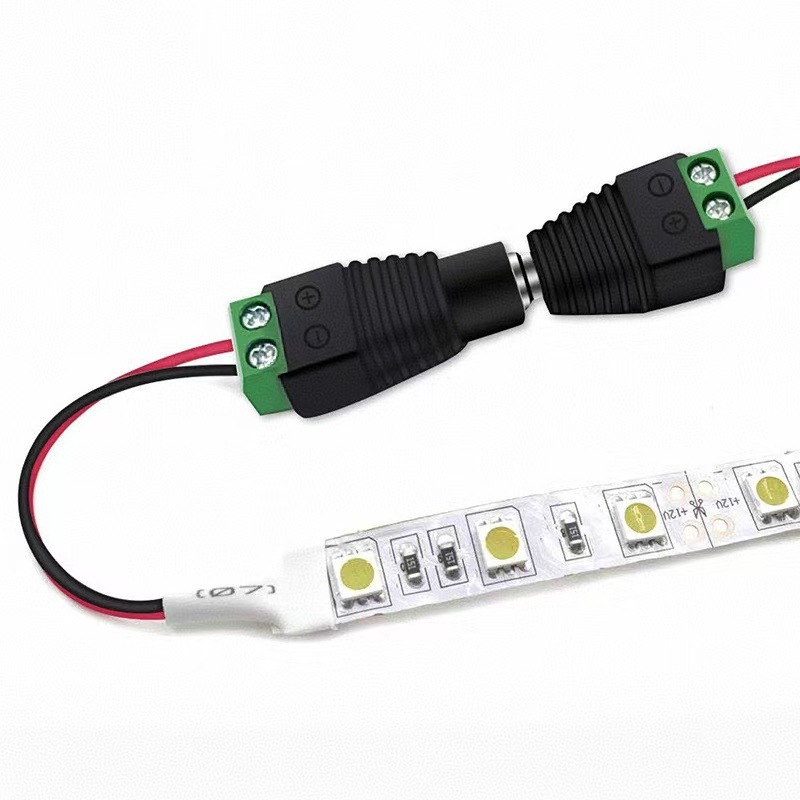 Lámpara LED con cabeza sin soldadura dc5.5 * 2.5 enchufe de acoplamiento de energía DC del terminal macho y hembra de cableado de alambre de presión verde femenino image 3