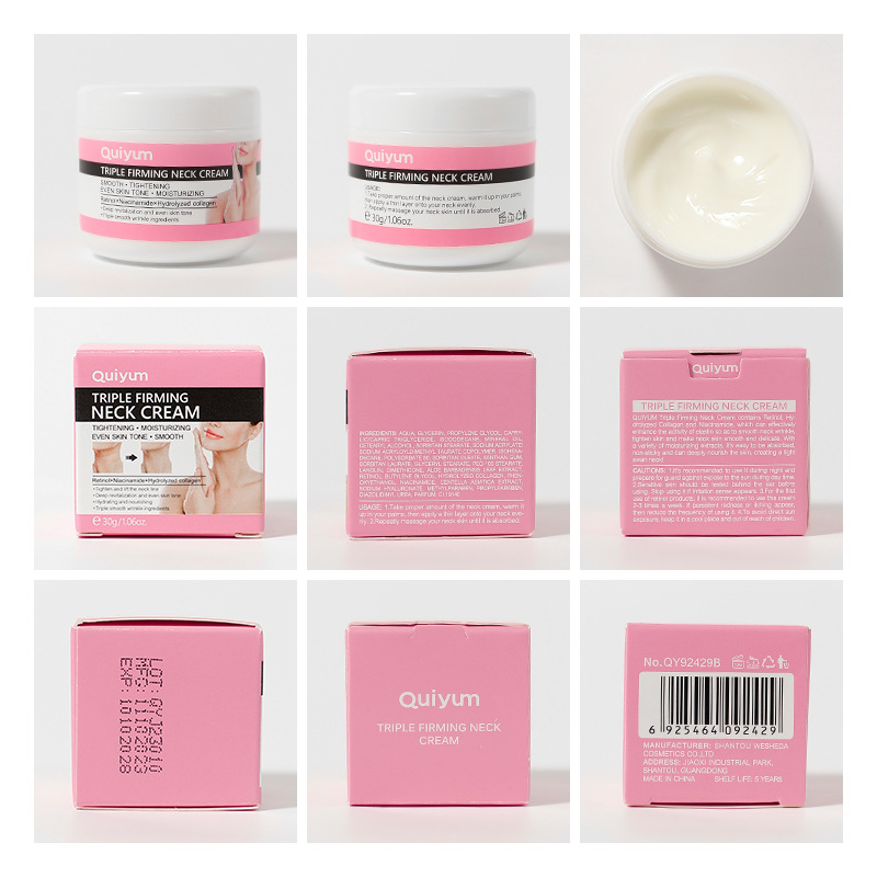 Cross-border QUIYUM Neck Cream 30g for neck care, hydrating, moisturizing and brightening skin tone. Brand manufacturer in stock supply undefined