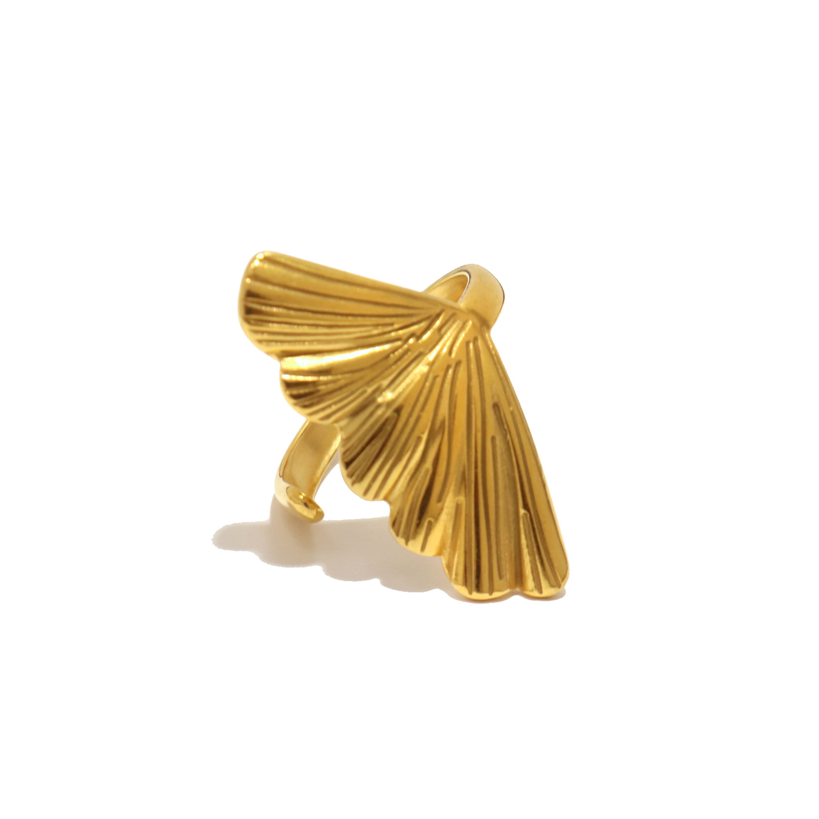 Daily Occasion 304 Stainless Steel Material Wholesale Jewelry Retro Leaf Heart Shape 304 Stainless Steel Plating Open Rings
