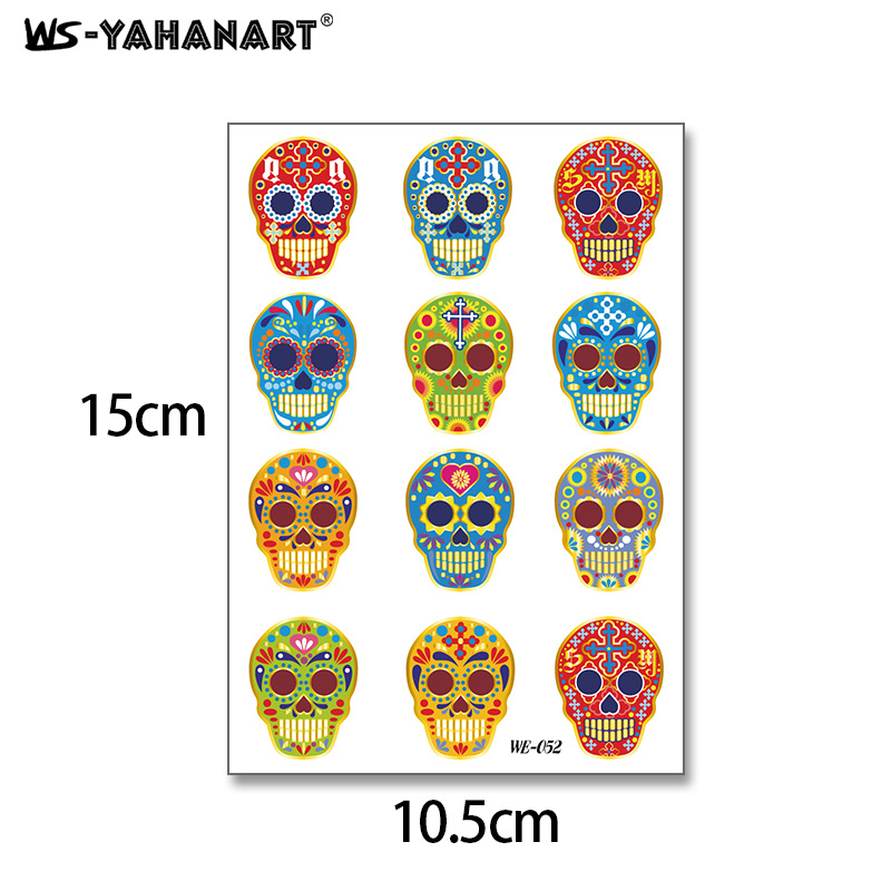 Tatuajes Temporales Dorado de Halloween de Papel de Transferencia de Agua para Día de Muertos image 9