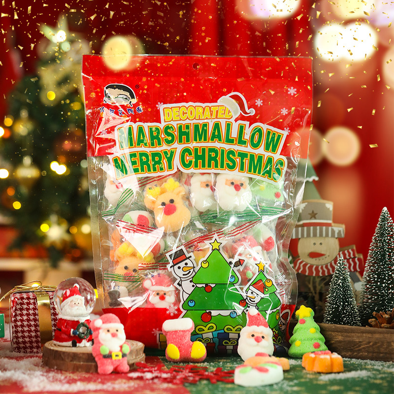Christmas cotton candy fudge cartoon shape high color value snack gift Christmas theme funny candy wholesale