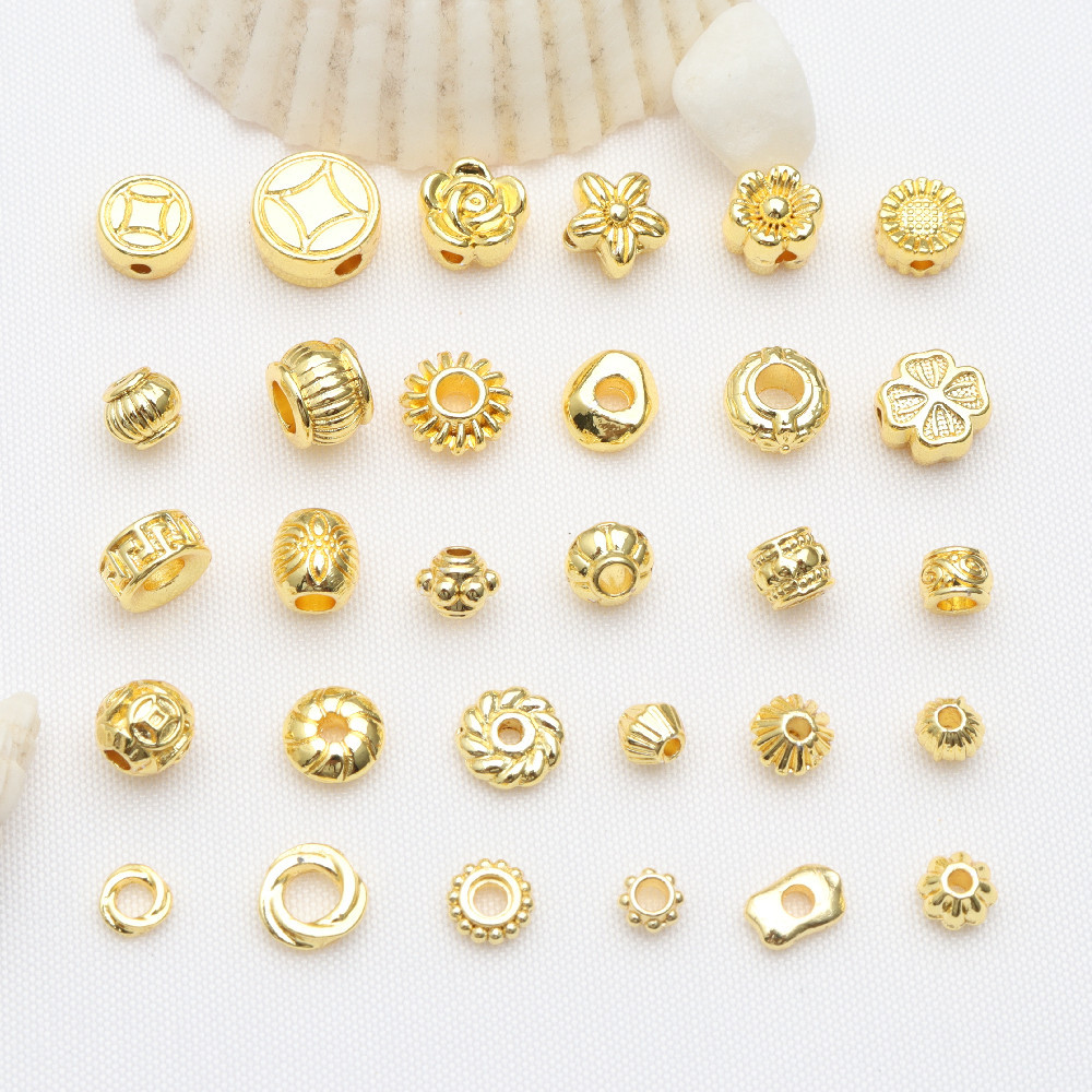 18k包金保色隔珠圆形花托串珠隔片 diy手链项链饰品配件散珠批发