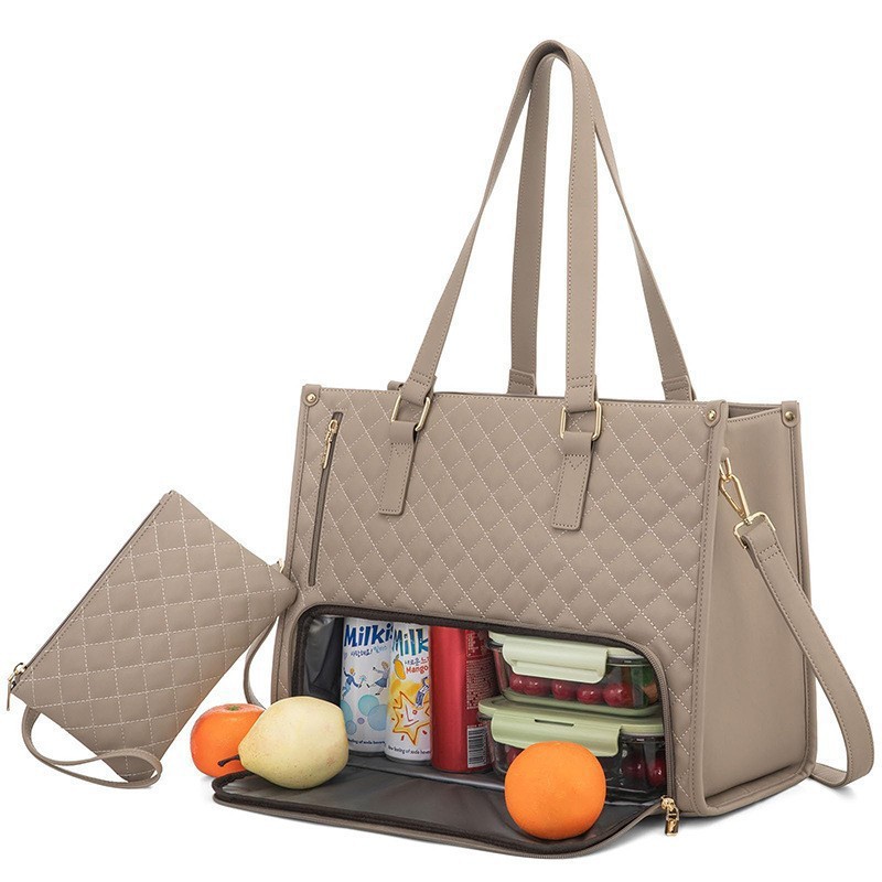 Spot nuevo producto 2 en 1 bolso bolso de almuerzo bolso de combinación bolso de mano grande bolso de computadora diagonal de almuerzo de aislamiento para mujer