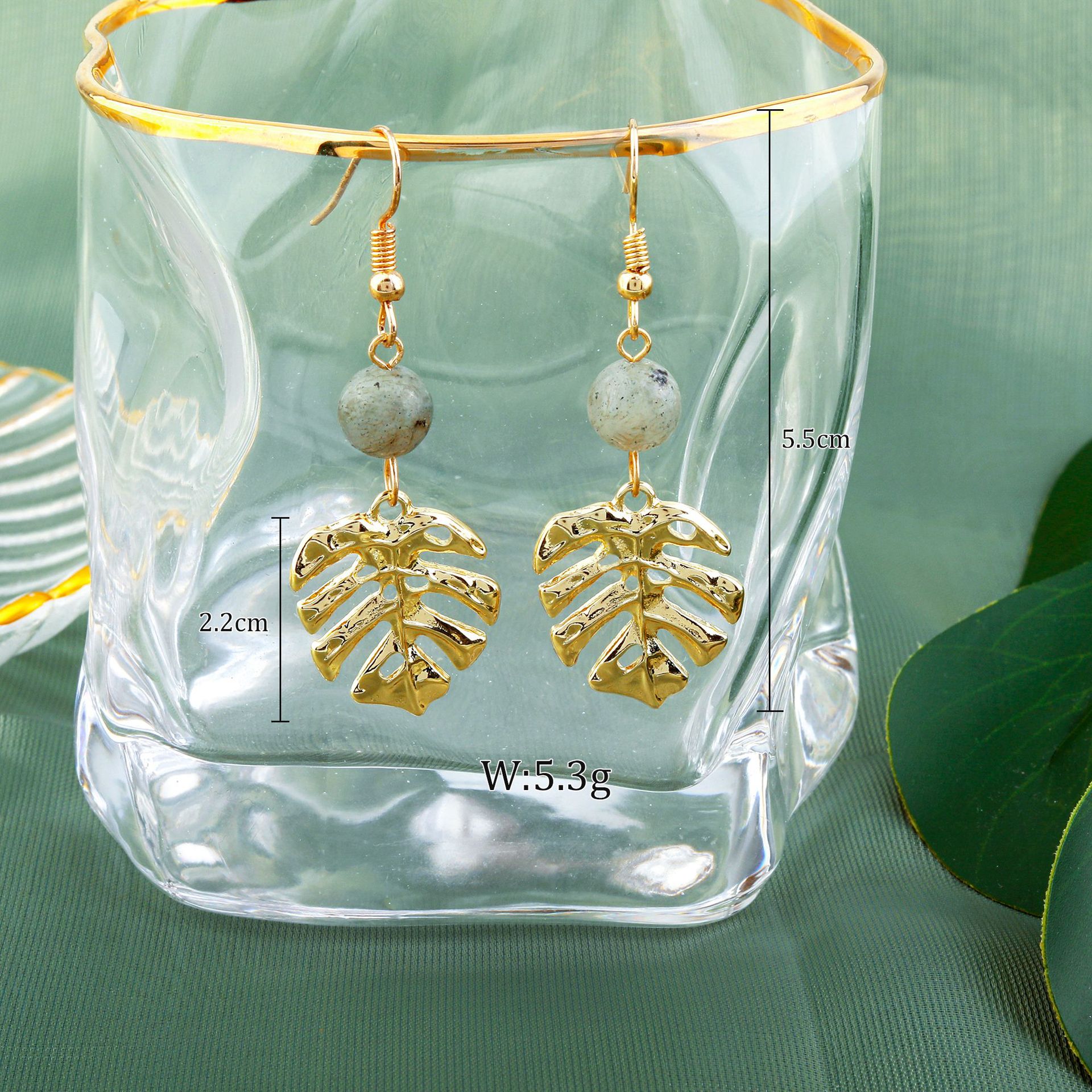 1 Pair Retro Leaf Alloy Inlay Beads Womenu0027S Drop Earrings